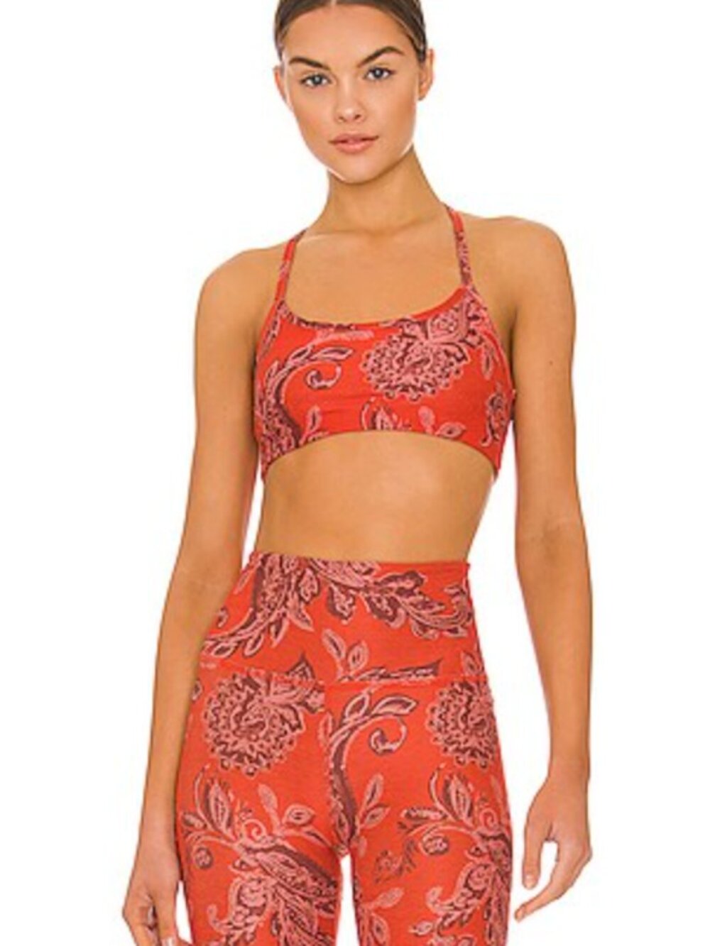 Beyond Yoga SoftMark High Waisted Midi Leggings Chai Paprika Paisley Size Small